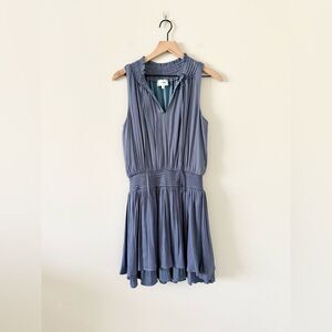 My-Kim Collection Blouson Mini Dress with Smocked Detail in Slate Blue - Size M